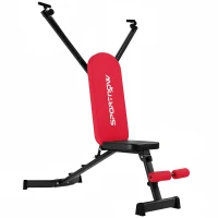 SPORTNOW Banco de Pesas Plegable con Bandas de Resistencia Respaldo Ajustable Plano/Inclinación/Declive Extensión de Piernas(m-11)