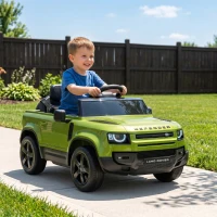 AIYAPLAY Land Rover Licensed 12V Kids Ride on Car with Remote, Suspension, Slow Start, 3 Speeds, Lights, Music, Horn, Green(m-14)