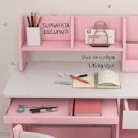 ZONEKIZ Bancă Școlară pentru Copii cu Scaun, din Lemn, Roz(m-9)