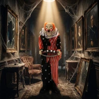 HOMCOM Animated Clown Halloween Decoration, Scary Halloween Animatronics Decor with Sound Touch Activated(m-8)