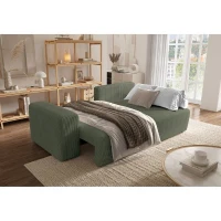 Canapé d'angle convertible réversible - 5 places - BOMBEY - Velours côtelé Vert - 264 x 162 x 85 cm(m-5)