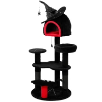 PawHut Gothic Cat Tree, 155cm Cat Tower for Indoor Kittens, Multi-Level Stable Kitten Activity Centre, Black, Halloween(m-15)
