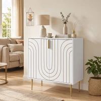 HOMCOM Modern Kitchen Cupboard, Storage Cabinet with 2 Doors, Adjustable Shelf and Metal Legs, White(m-2)