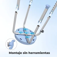 HOMCOM Taburete de Ducha Giratorio 360° Taburete Ducha con Marco de Aluminio y Altura Regulable en 5 Niveles Azul Claro(m-9)