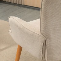 HOMCOM Fauteuil avec repose pied, dossier haut, pieds en bois et tissu aspect velours côtelé, pour salon chambre à coucher beige(m-10)