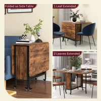 HOMCOM Six-Person Drop Leaf Dining Table - Rustic Brown/Black(m-4)