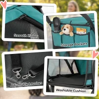 PawHut Dog Stroller, 3 Wheels Pet Stroller with Dual Entry, Easy One-Click Quick Fold, Mesh Windows, Washable Cushion(m-9)