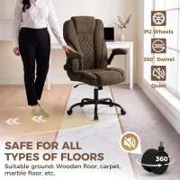 HOMCOM Office Chair, Ergonomic Desk Chair with Flip-up Armrest, Pocket Springs, Swivel Wheels, Adjustable Height, Brown(m-6)