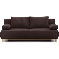 Canapé convertible - 3 places - MIKA - Velours côtelé marron foncé - Coffre de rangement - L 192 x H 84 x P 93 cm