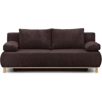 Canapé convertible - 3 places - MIKA - Velours côtelé marron foncé - Coffre de rangement - L 192 x H 84 x P 93 cm(m-1)