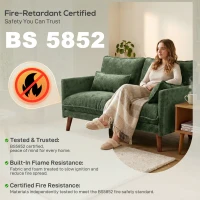 HOMCOM 2 Seater Sofa, Loveseat Sofa with Spring Cushions, Wide and Deep Seat, Wood Legs, Green(m-7)