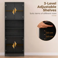 HOMCOM 170 cm Kitchen Pantry Cabinet, Freestanding Storage Cabinet with Soft-Close Hinges, Black Wood Effect(m-6)