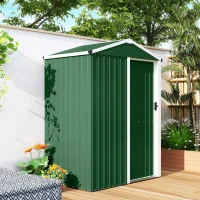 Outsunny Casetta da Giardino in Acciaio 1.1m² con Porta Scorrevole Bloccabile, 136x87x179 cm, Verde(m-8)