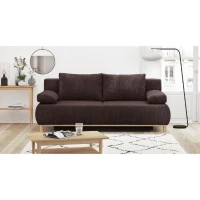 Canapé convertible - 3 places - MIKA - Velours côtelé marron foncé - Coffre de rangement - L 192 x H 84 x P 93 cm(m-2)