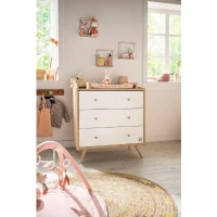 Chambre bébé trio - Lit 120 x 60 cm + Commode 3 tiroirs + Armoire 2 portes - Access - Bois/Blanc - SAUTHON(m-4)