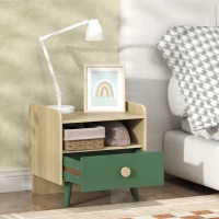 AIYAPLAY Comodino con Cassetto per Bambini 3-10 Anni in Legno e Legno di Pino, 40x32.5x40 cm, Verde(m-8)