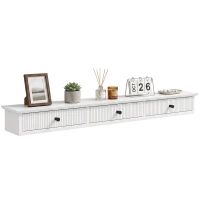 HOMCOM Shelf Wall-Mounted Storage Shelf Shelving Unit MDF 93 x 15 x 10 cm Entryway Kitchen Living Room, White(m-14)