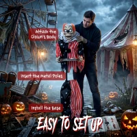 HOMCOM Animated Clown Halloween Decoration, Scary Halloween Animatronics Decor with Sound Touch Activated(m-7)