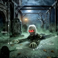 HOMCOM Halloween Decoration Halloween Animatronic Crawling Zombie with Light-Up Eyes and Creepy Sound(m-3)