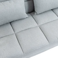 HOMCOM Sofá Cama 2 Plazas Convertible 3 en 1 Tapizado en Lino con Respaldo Ajustable Click-Clack Gris Claro(m-12)