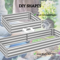 Outsunny Metal Raised Garden Bed Planter Box Outdoor Planters for Growing Flowers, Herbs, Green, Silver(m-5)