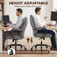 Vinsetto Scaun de Birou Ergonomic din Material Tip In, 220 kg, Rotativ, Reglabil pe Înălțime, Gri Deschis(m-5)