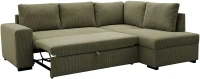 Canapé d'angle convertible réversible - 4/5 places - NIRVANA - Tissu velours cotelé Kaki - Coffre de rangement - 247 x 87 x 183 cm(m-6)