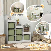 AIYAPLAY Toy Storage Organiser, Three-Layer Kids Toy Storage Units, with Removable Bins, for Ages 3-8 Years, Green(m-5)