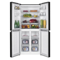 Réfrigérateur 4 portes avec distributeur d'eau - 464L - Total No Frost - L79 cm x H 180 cm - Noir - Classe D(m-3)