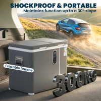 Outsunny 55L Compressor Car Fridge Freezer, Dual Zone Camping Refrigerator with App Control, Grey(m-7)