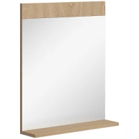 HOMCOM Oglindă de Perete pentru Baie cu Raft Deschis Oglindă pentru Intrare Hol 50x12x60 cm Stejar(m-1)
