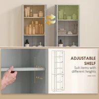 HOMCOM Tall Bathroom Storage Cabinet, 6-Tier Slim Bathroom Cabinet with Adjustable Shelf, 4 Soft-Close Doors, Dusty Blue(m-4)