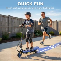 HOMCOM Foldable Electric Scooter, with LED Lights, for Ages 7-14 Years, Blue(m-5)