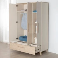 Chambre bébé trio : Lit évolutif 70 x 140 cm + Commode a langer + Armoire - SIDNEY - ROBA - Chene / Beige(m-4)