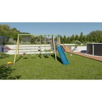 Portique balançoire bois / métal - 6 agres avec toboggan - KAHUNA 2 - ALEO BY TRIGANO(m-2)