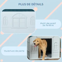 PawHut Niche pour Chien Extérieur avec Toit en Pente et Porte Avant Ouverte, pour Chiens Moyens et Grands, 84,2x98,2x82cm, Bleu(m-6)