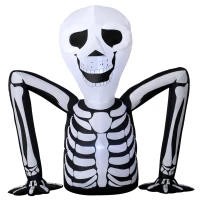 Outsunny Inflatable Ground Crawling Skeleton, Scary Halloween Decoration with Built-in LED Lights for Indoor Outdoor Decor(m-1)