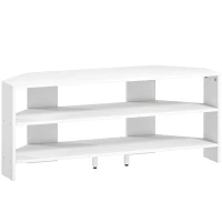 HOMCOM Mobile TV ad Angolo per 47" max con 2 Ripiani Aperti, in Legno, 110x36x45 cm, Bianco(m-11)
