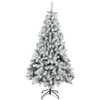 HOMCOM Verschneiter Weihnachtsbaum 180 cm mit 650 feuerhemmenden PVC-Spitzen gelenkige Zweige schneller Aufbau Grün und Weiß(m-7)