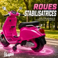 AIYAPLAY Scooter électrique enfant Vespa 6 V dim. 107L x 47l x 73H cm Musique MP3 Port USB Phare 2 roues d'entraînement - Rose(m-6)