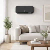 HOMCOM Stufa Elettrica Basso Consumo da Parete con Telecomando, Temperatura Regolabile e Timer 12 Ore, Nero(m-8)