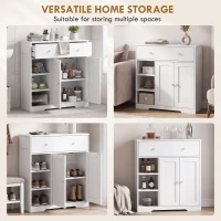 HOMCOM Bathroom Floor Cabinet, Freestanding Bathroom Cabinet with Drawer, Door, Open Shelves, White(m-7)