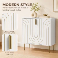 HOMCOM Modern Kitchen Cupboard, Storage Cabinet with 2 Doors, Adjustable Shelf and Metal Legs, White(m-4)