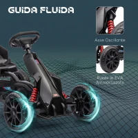HOMCOM Go Kart a Pedali per Bambini 3-8 Anni con Sedile Regolabile e Ruote in EVA, 100x58x58.5 cm, Nero(m-5)
