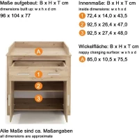 Chambre bébé Trio : Lit 70 x 140 cm + Commode a langer + Armoire AHOI - Chene - TREND TEAM(m-6)