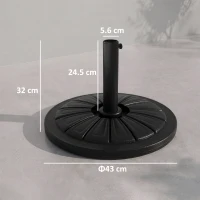 Outsunny Bază Rotundă pentru Umbrelă Ø43cm, 13kg din Ciment pentru Stâlpi de 38mm și 48mm, Negru(m-3)