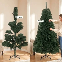 HOMCOM Albero di Natale 180 cm Artificiale con 888 Rami Ignifughi, Base in Metallo Pieghevole, Verde(m-6)