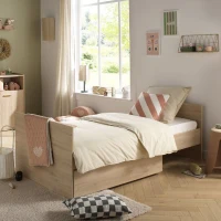 Chambre bébé trio - Lit 120 x 60 cm + Commode + Armoire 2 portes - Adele - Hetre/creme - SAUTHON(m-6)