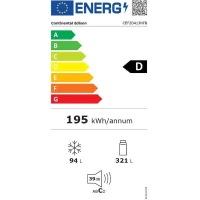 Réfrigérateur congélateur haut - CONTINENTAL EDISON - CEF2D413NFB - Total No Frost - Classe D - 413L - 70 x 68 x 178 cm - Noir(m-4)