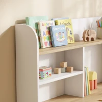 AIYAPLAY Secretária Infantil com Prateleira, 3 Compartimentos e Gaveta – Mesa de Estudo 80x50x100 cm, Branco, 3-8 Anos(m-9)